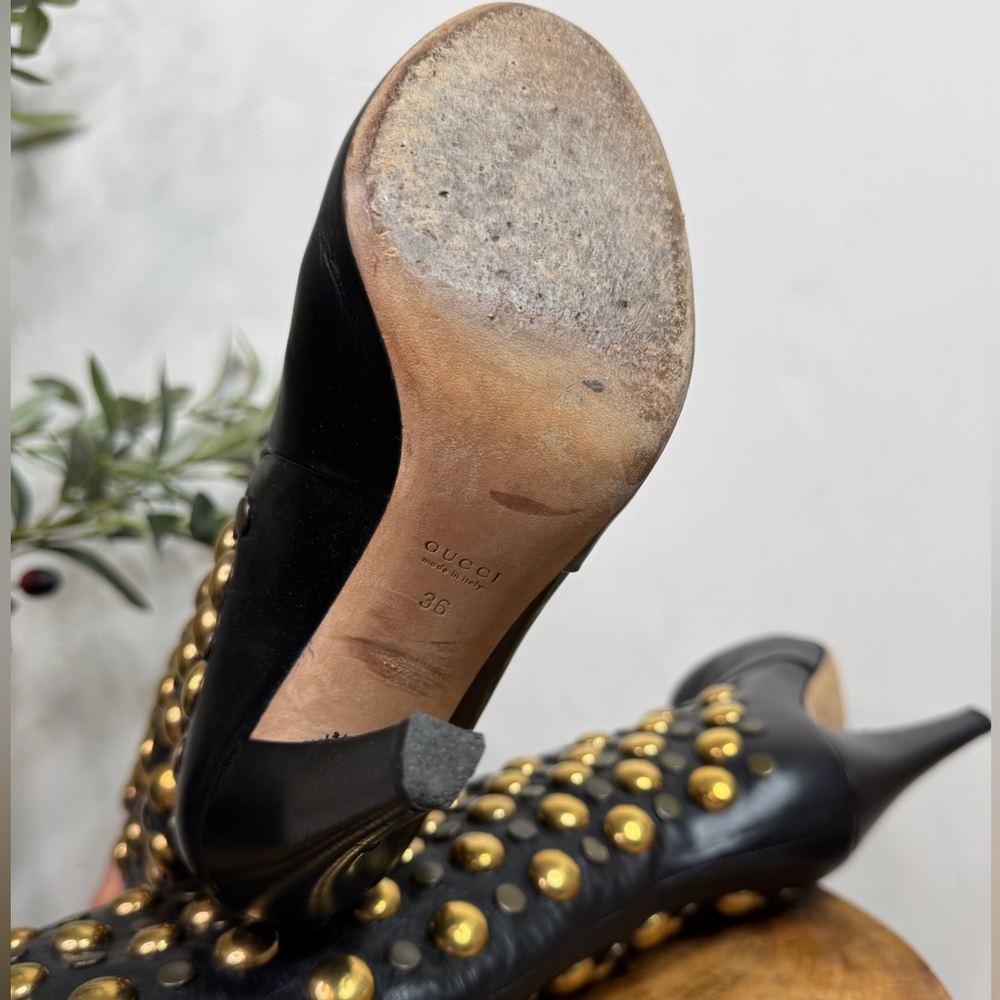 Gucci Black Leather Studded Boots size 36 best fit 5.5 - Picture 7 of 8
